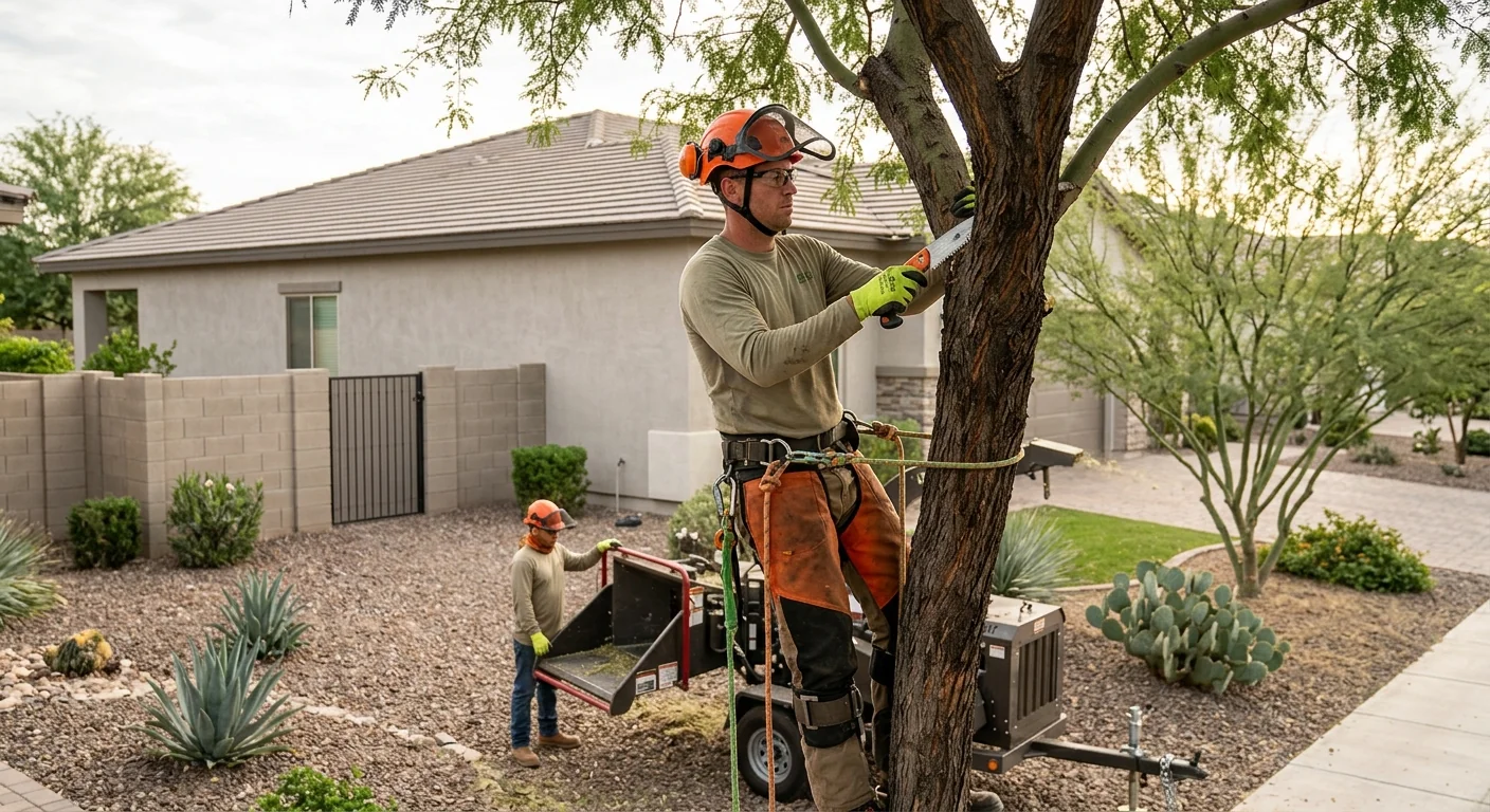 Estimator measuring a brush-covered lot in Buckeye