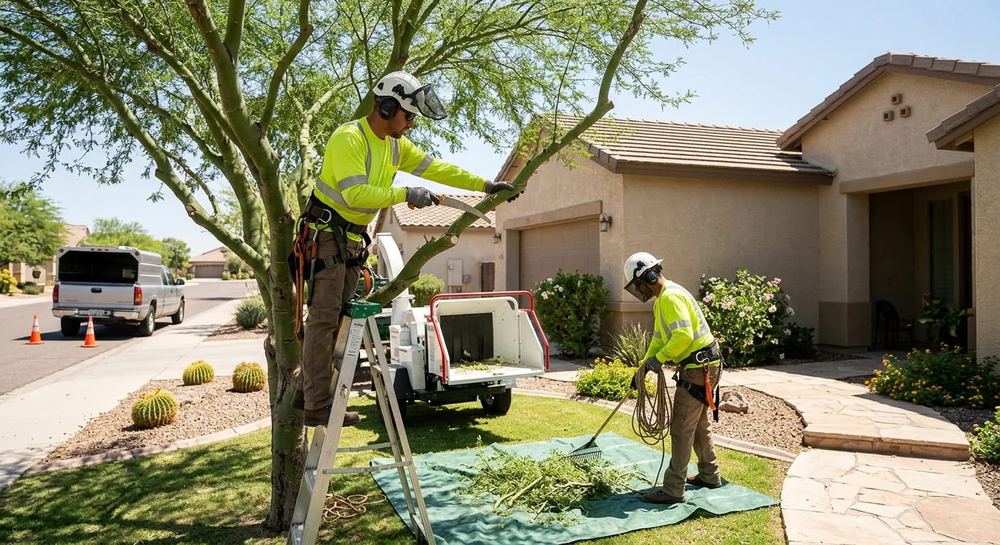 Crew assessing a Buckeye lot for clearing costs